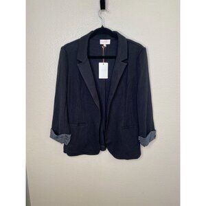 Skies Are Blue Womens Black Rolled Sleeve Lightweight Blazer NEW XL Modern Fit